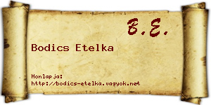 Bodics Etelka névjegykártya